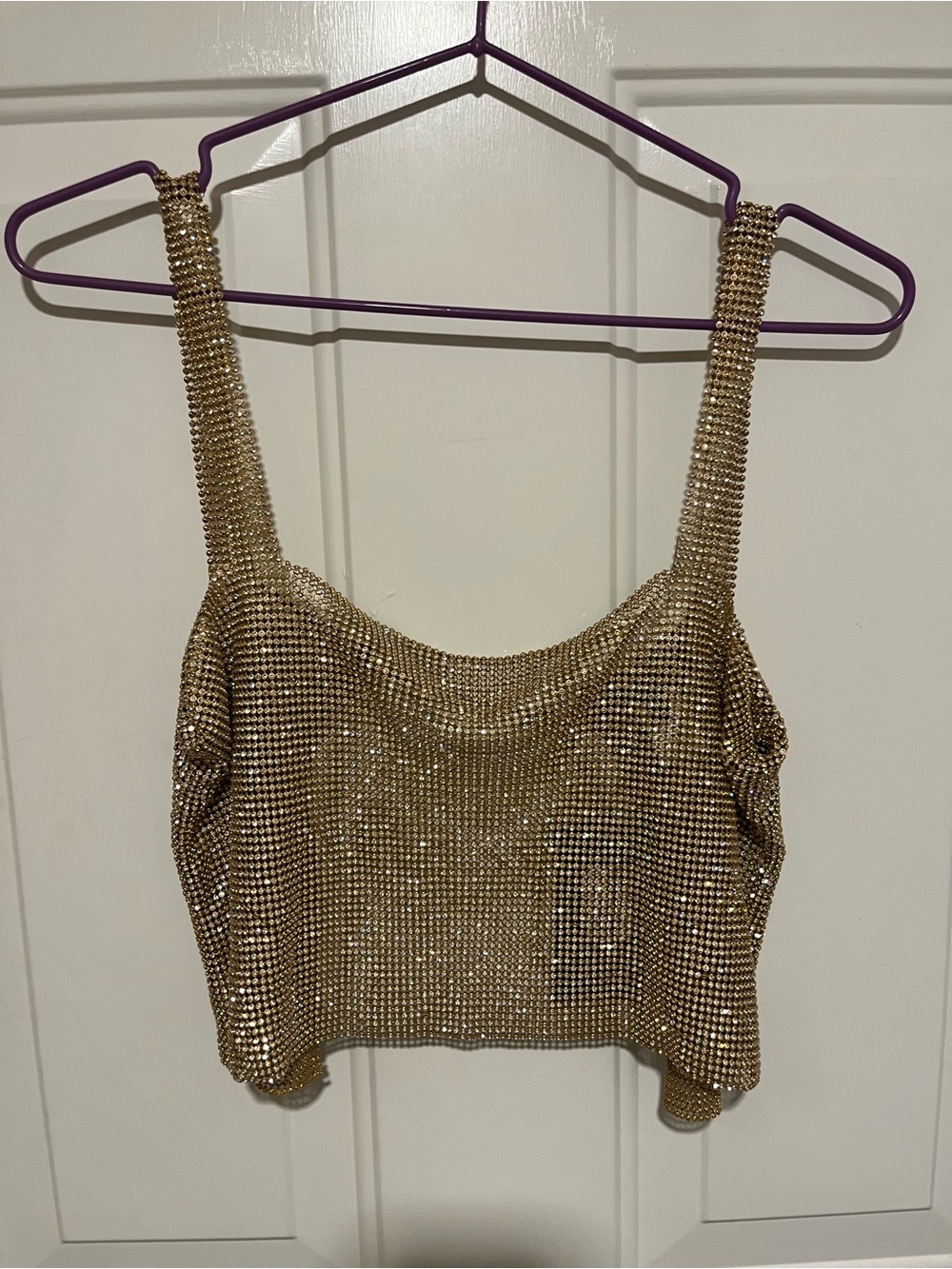 Fashion Nova Glitz Up The Night Top IK7112T - Gold - Womens Small NWT